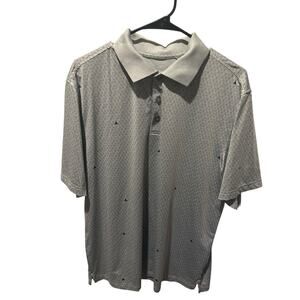 Walter Hagen Clubhouse 19th Hole Golf Polo Gray/Blue Geometric Triangle Print L